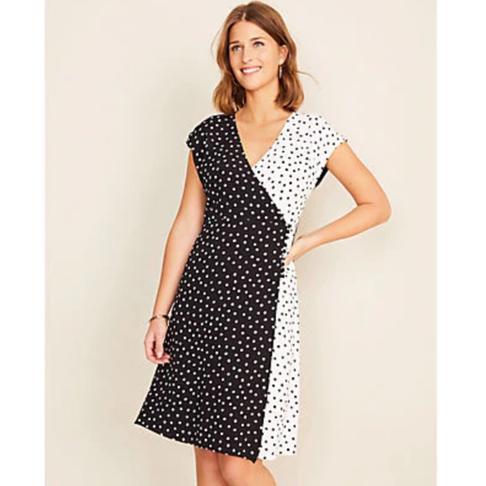 PETITE MIXED DOT WRAP DRESS